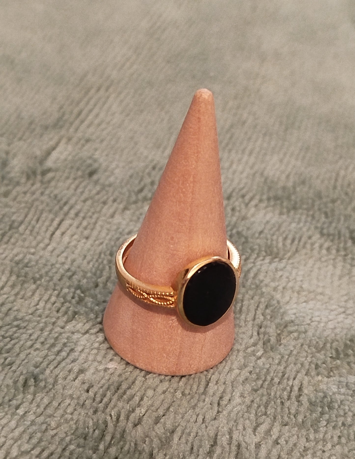 Bague Acier doré et Obsidienne