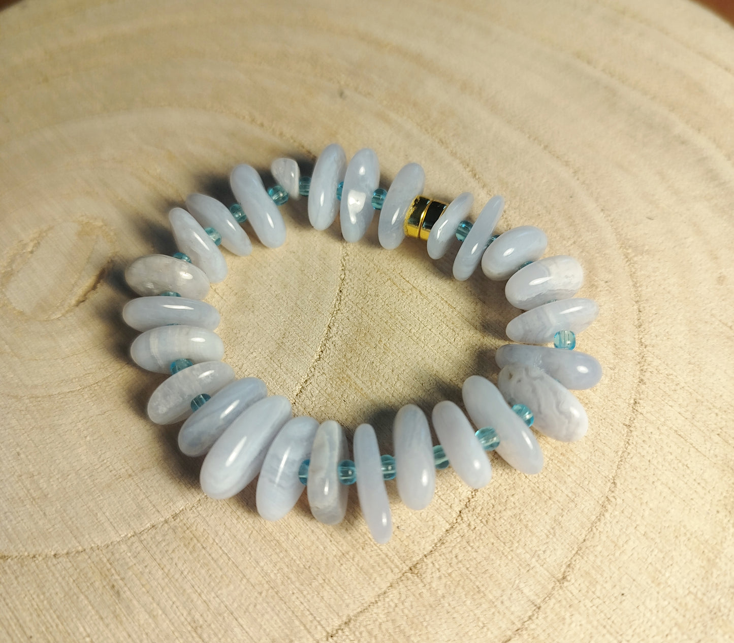 Bracelet élastique avec perles Agate bleu
