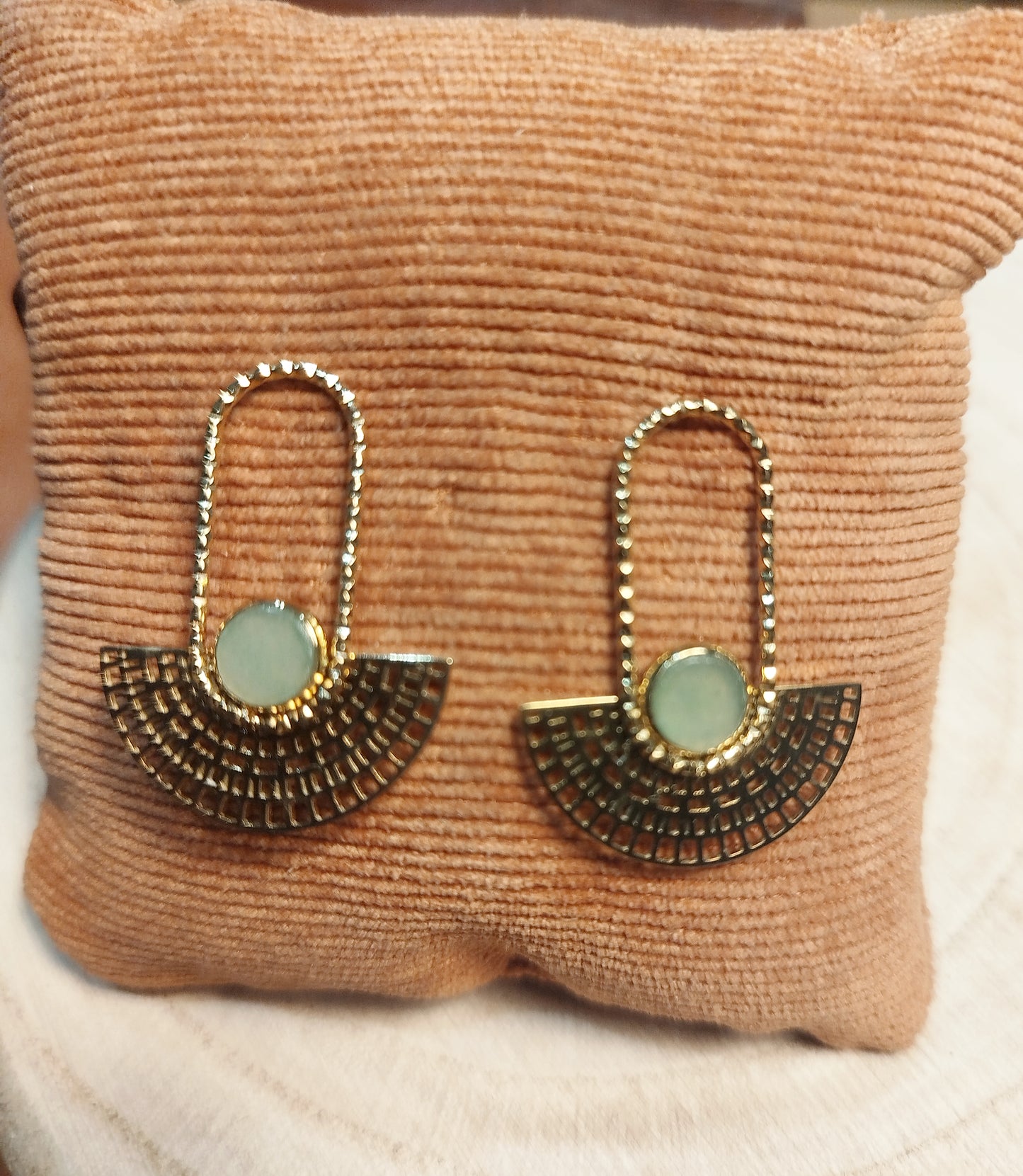 Boucles d'oreilles dorées et Aventurine