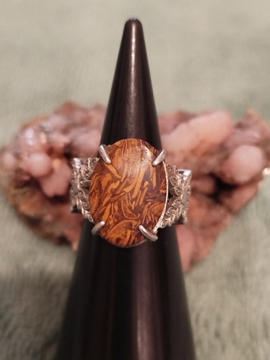 Bague Argentée et Jaspe peau d'éléphant
