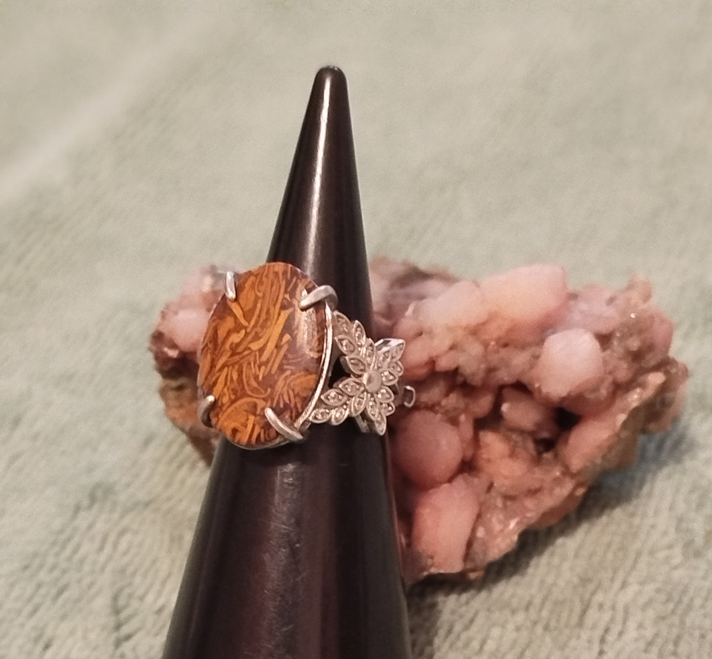 Bague Argentée et Jaspe peau d'éléphant