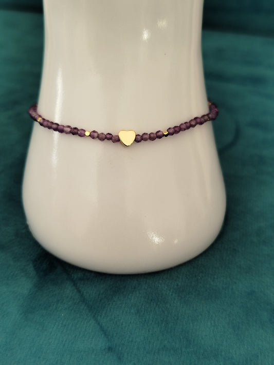 Bracelet doré et perles Améthyste