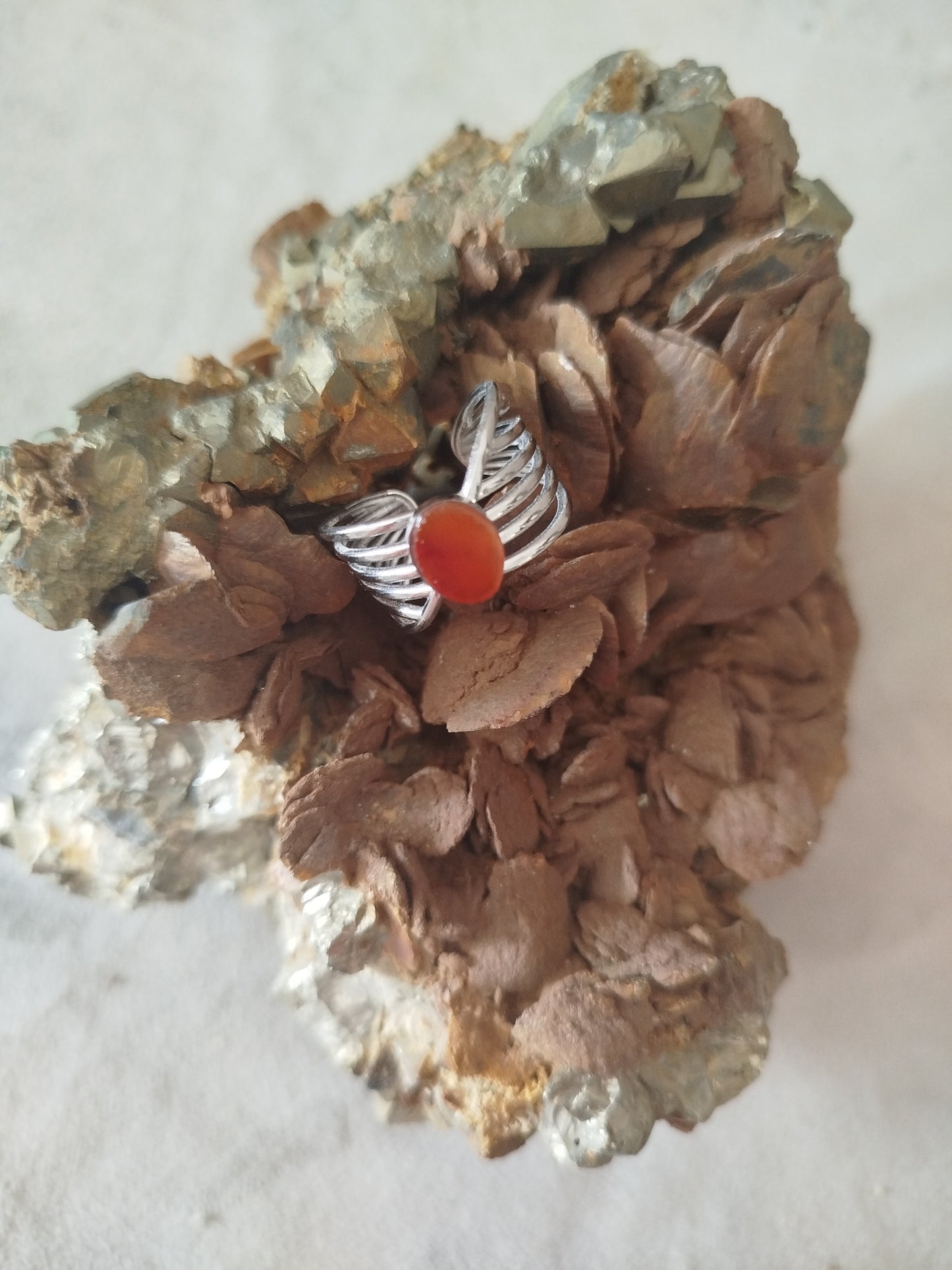 Bague Acier et Cornaline