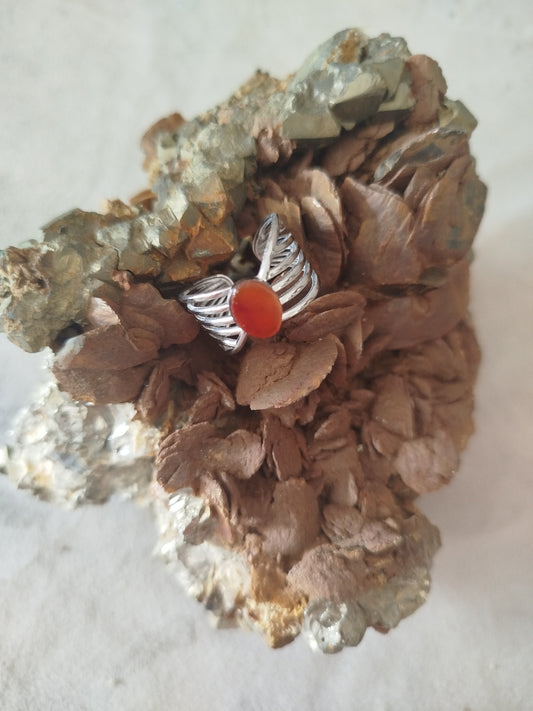 Bague Acier et Cornaline