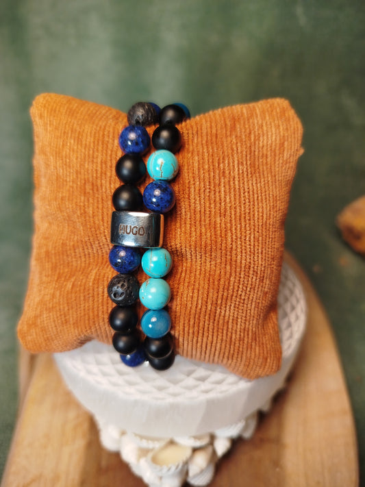 Bracelet double rang perles à personnaliser