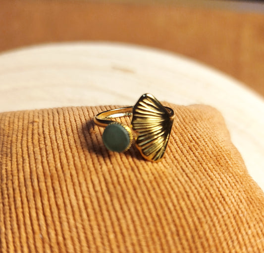 Bague Acier doré, Lapis-lazuli