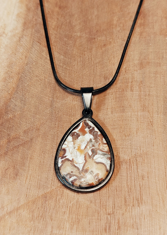Pendentif acier et Agate money
