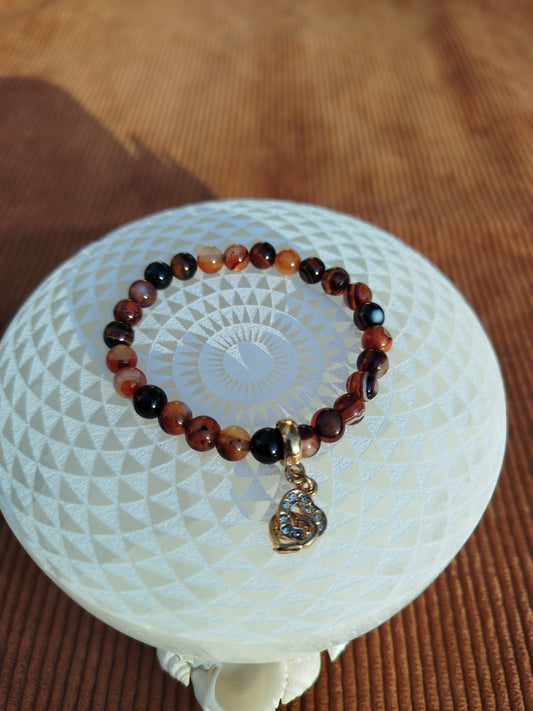 Bracelet élastique avec Agates et Charm