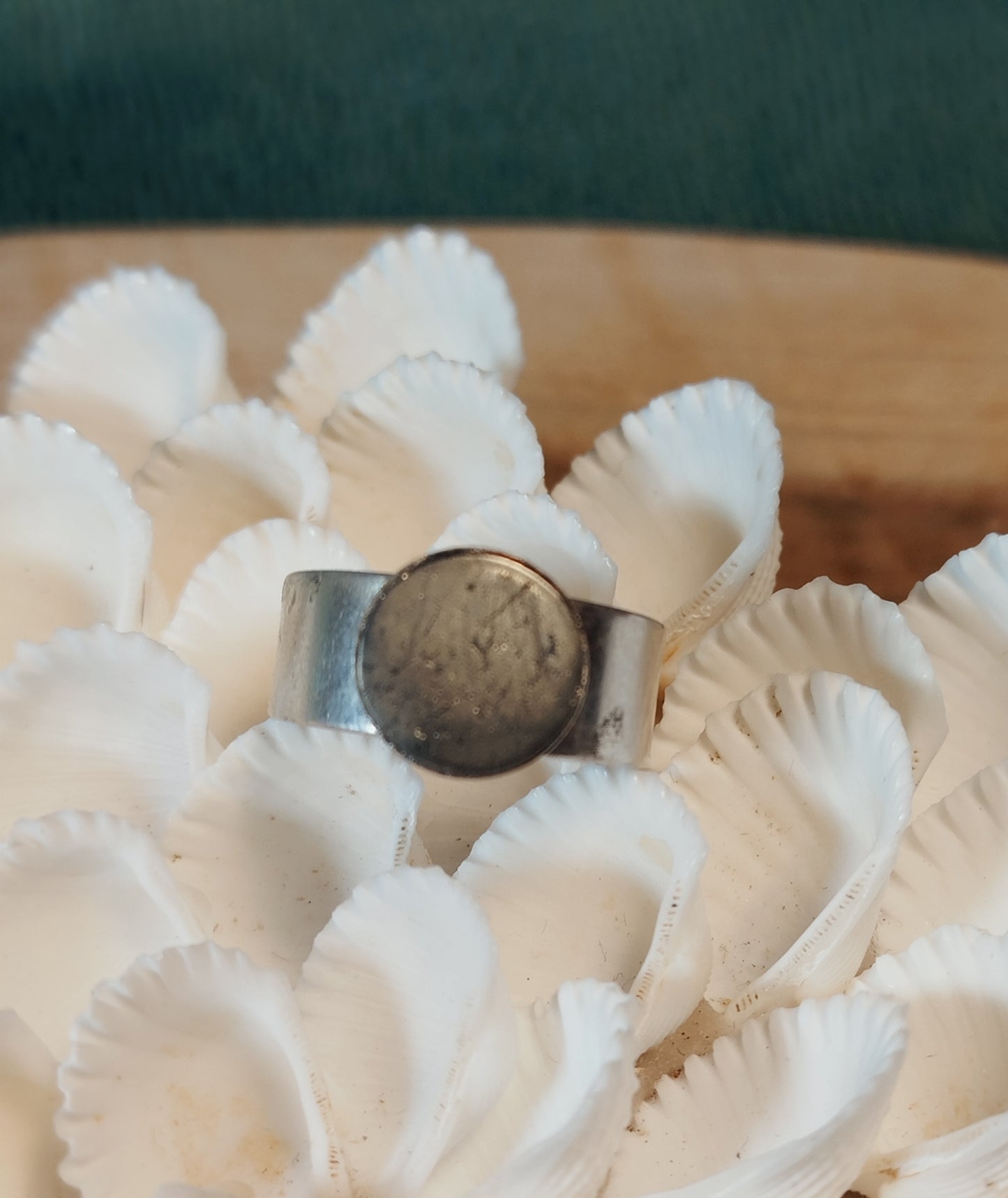 Bague acier argenté et Pyrite