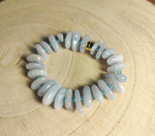Bracelet élastique avec perles Agate bleu