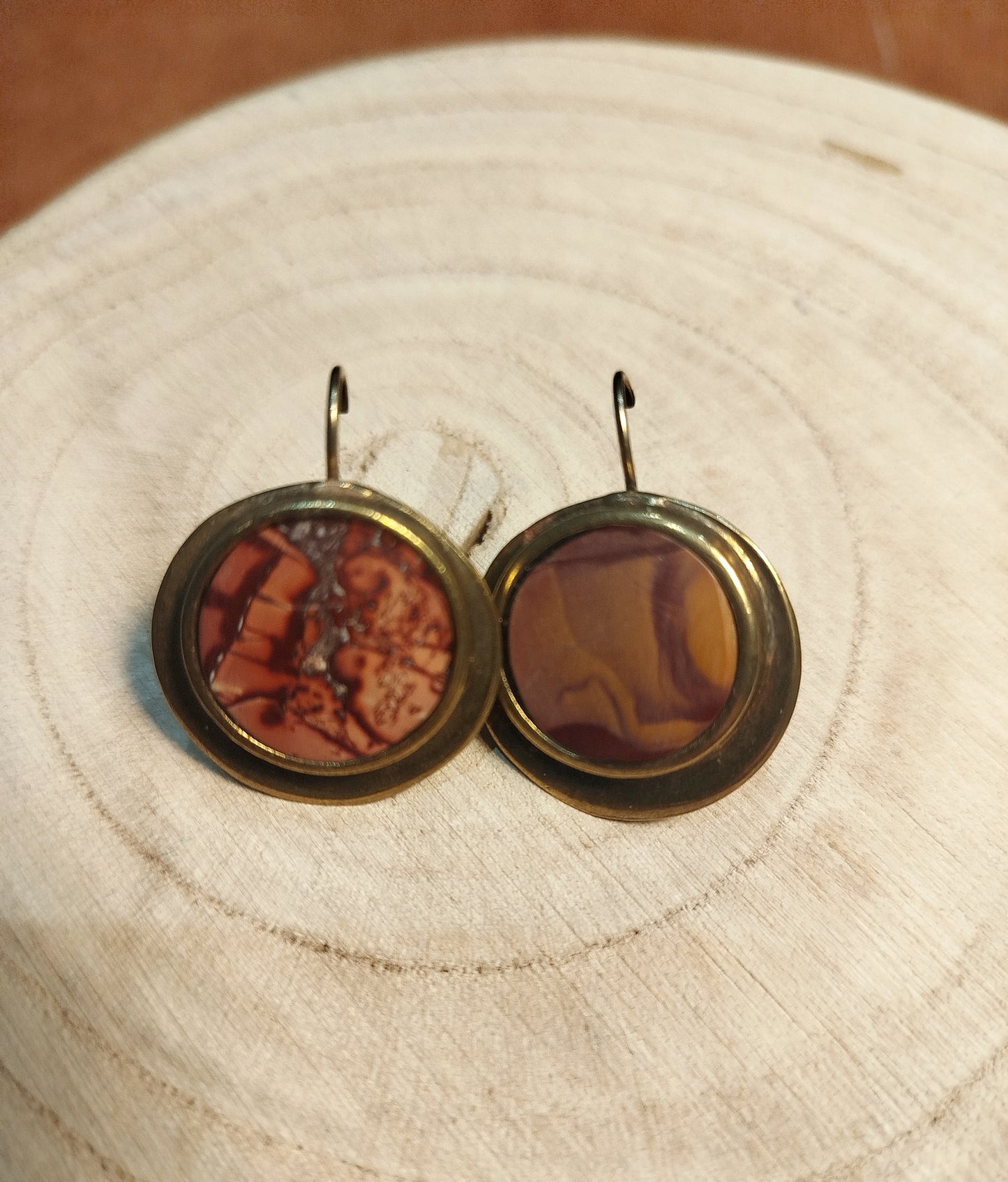 Boucles d'oreilles Laiton et Jaspe paysage