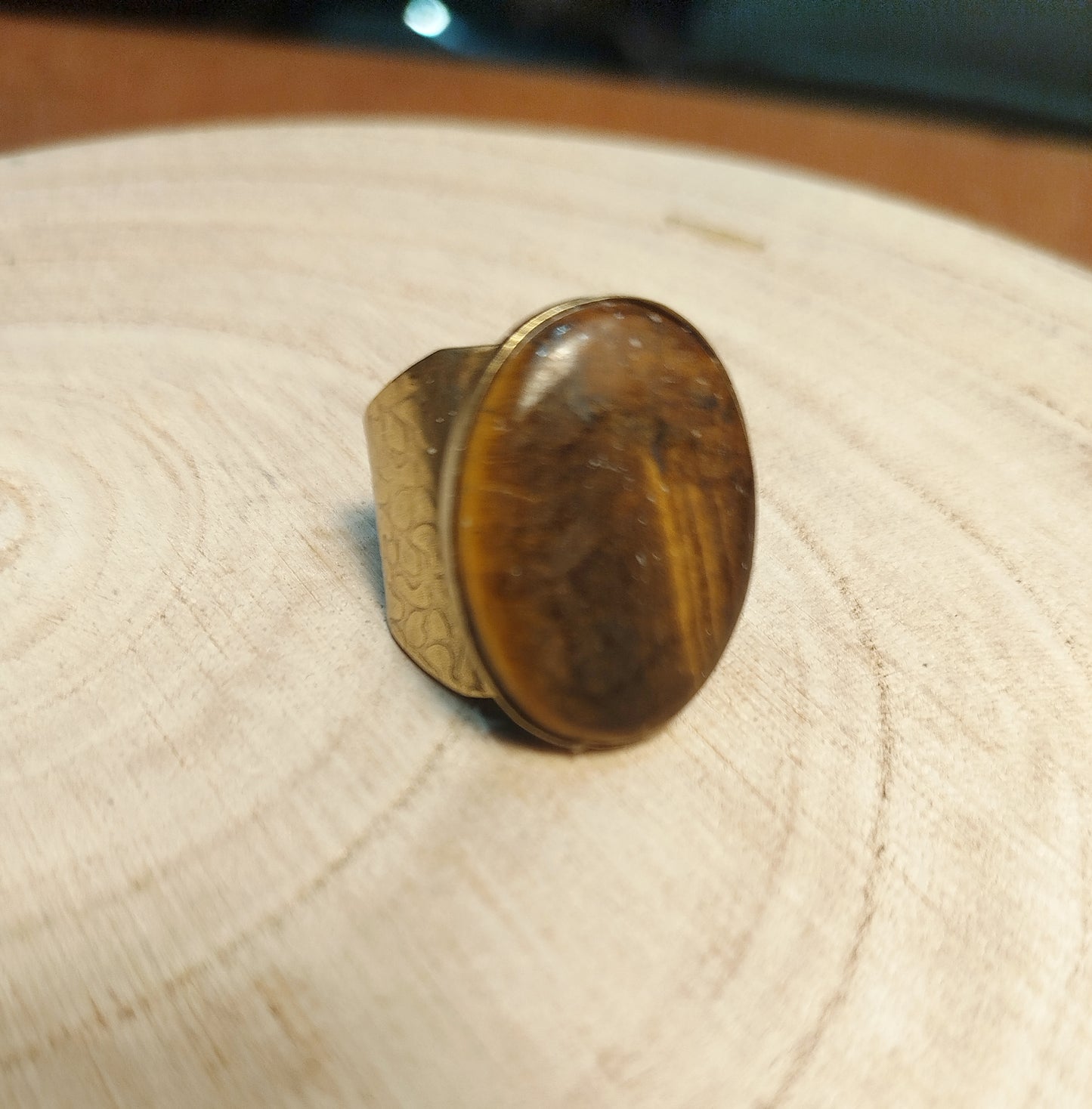 Bague Laiton et Oeil de tigre