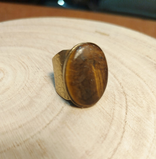 Bague Laiton et Oeil de tigre