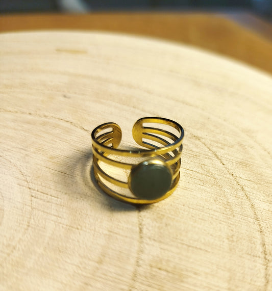 Bague Acier doré, Aventurine