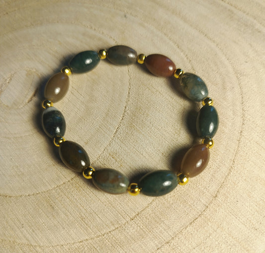 Bracelet élastique avec perles Agate indienne