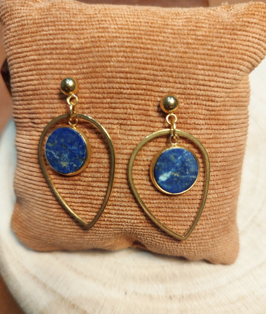 Boucles d'oreilles dorées et Lapis-lazuli