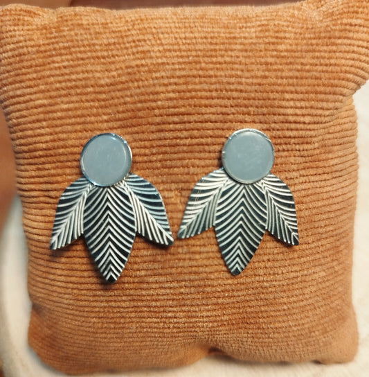 Boucles d'oreilles argentées et Angélite