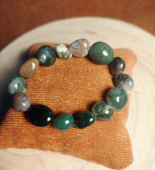Bracelet élastique avec perles Agate indienne
