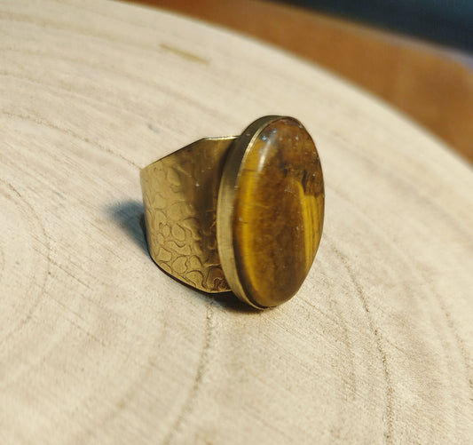 Bague Laiton et Oeil de tigre