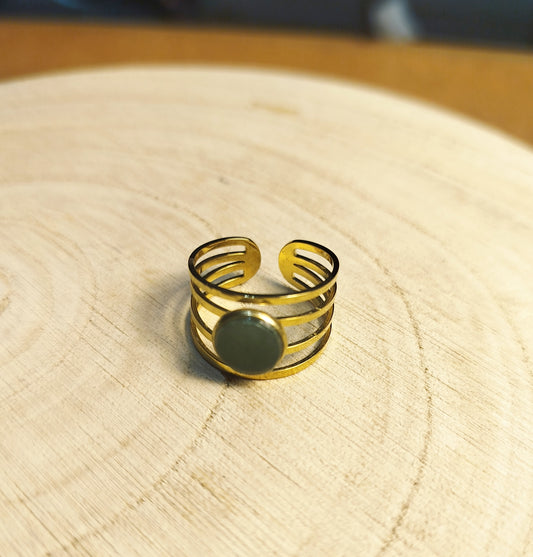 Bague Acier doré, Aventurine