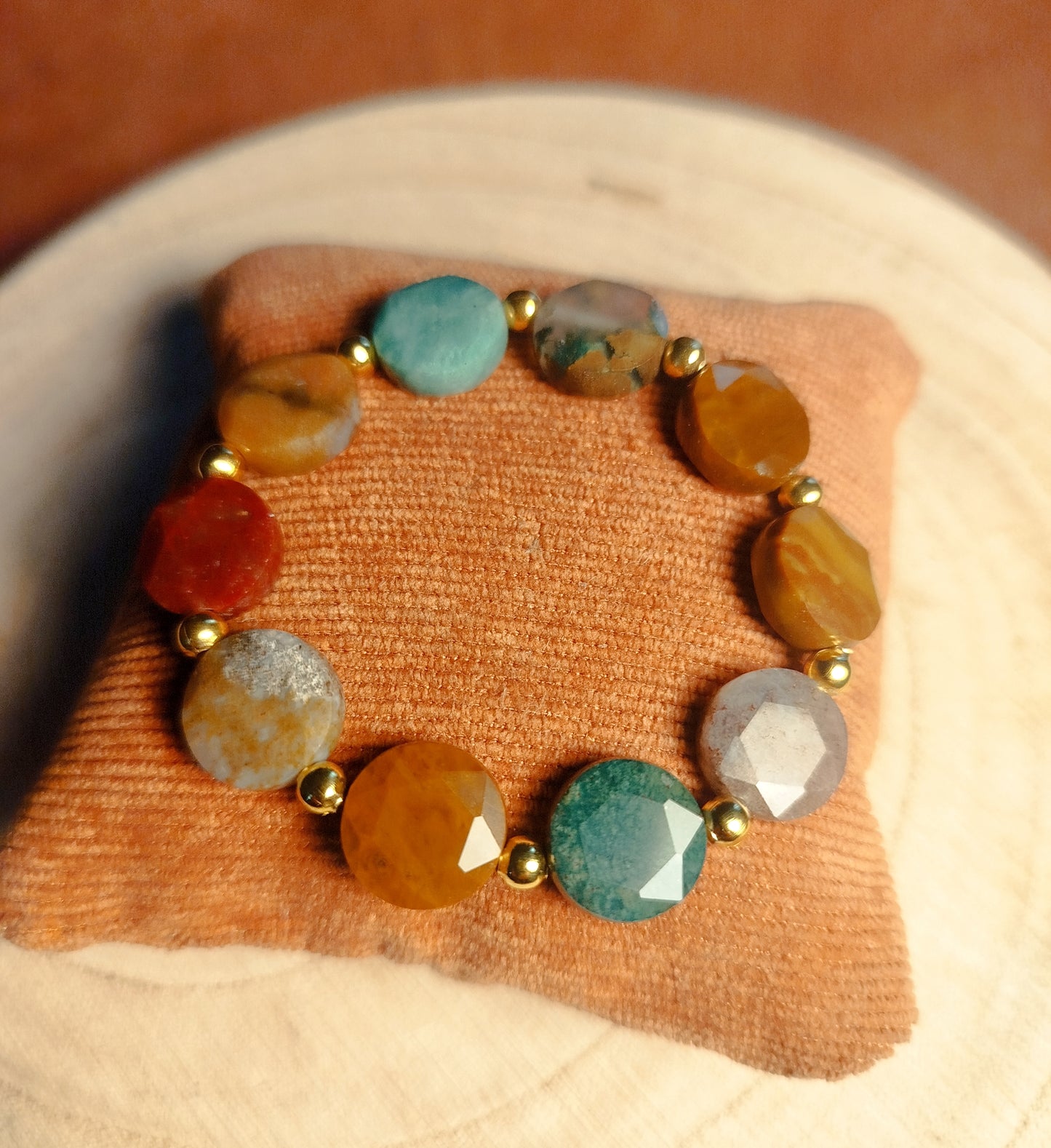 Bracelet élastique avec perles Jaspe Mokaite