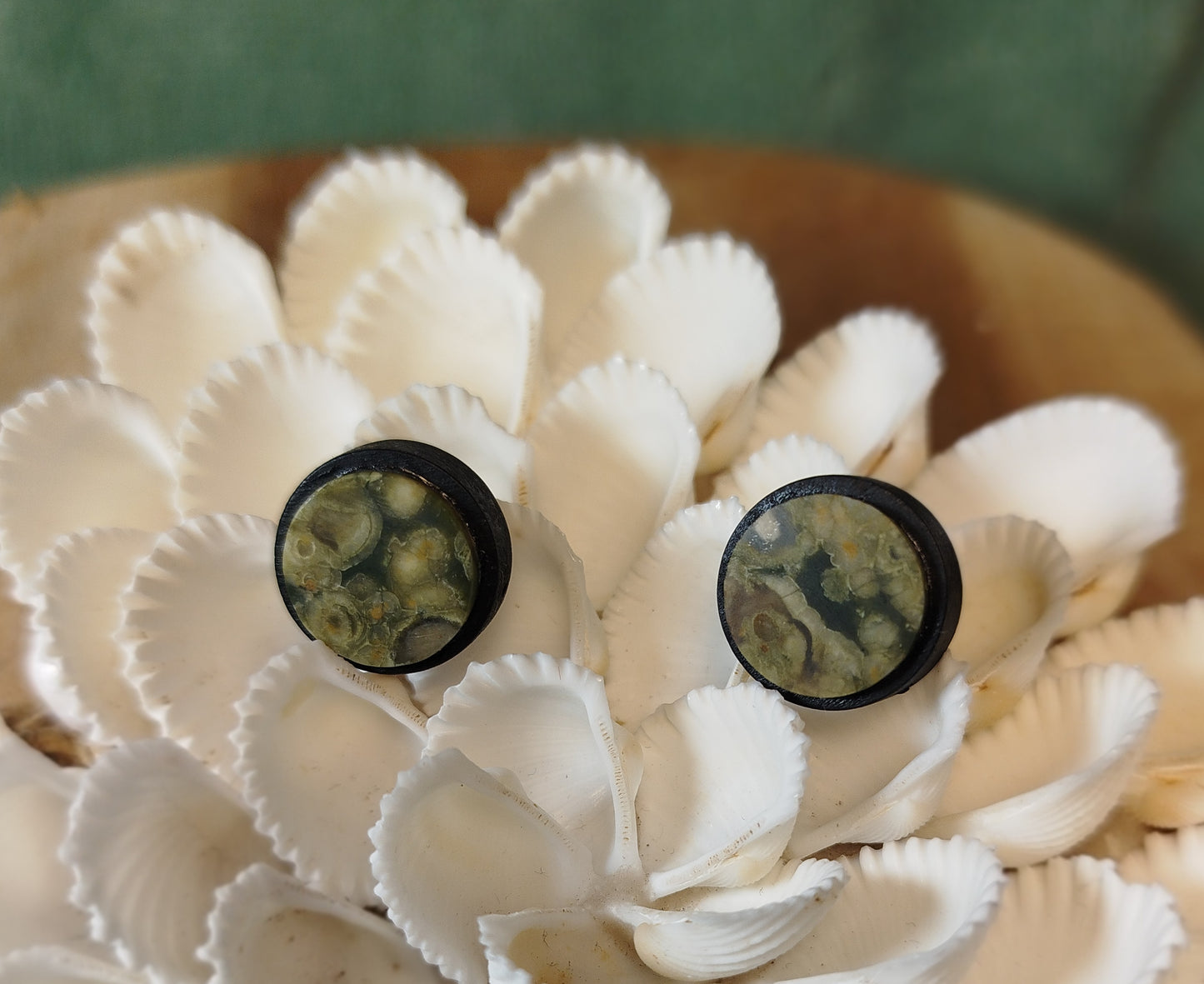 Boucles d'oreilles Bois-acier et Rhyolite