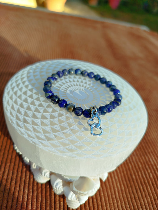 Bracelet élastique avec Lapis Lazulli et Charm