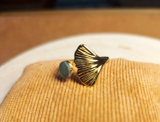 Bague Acier doré, Lapis-lazuli